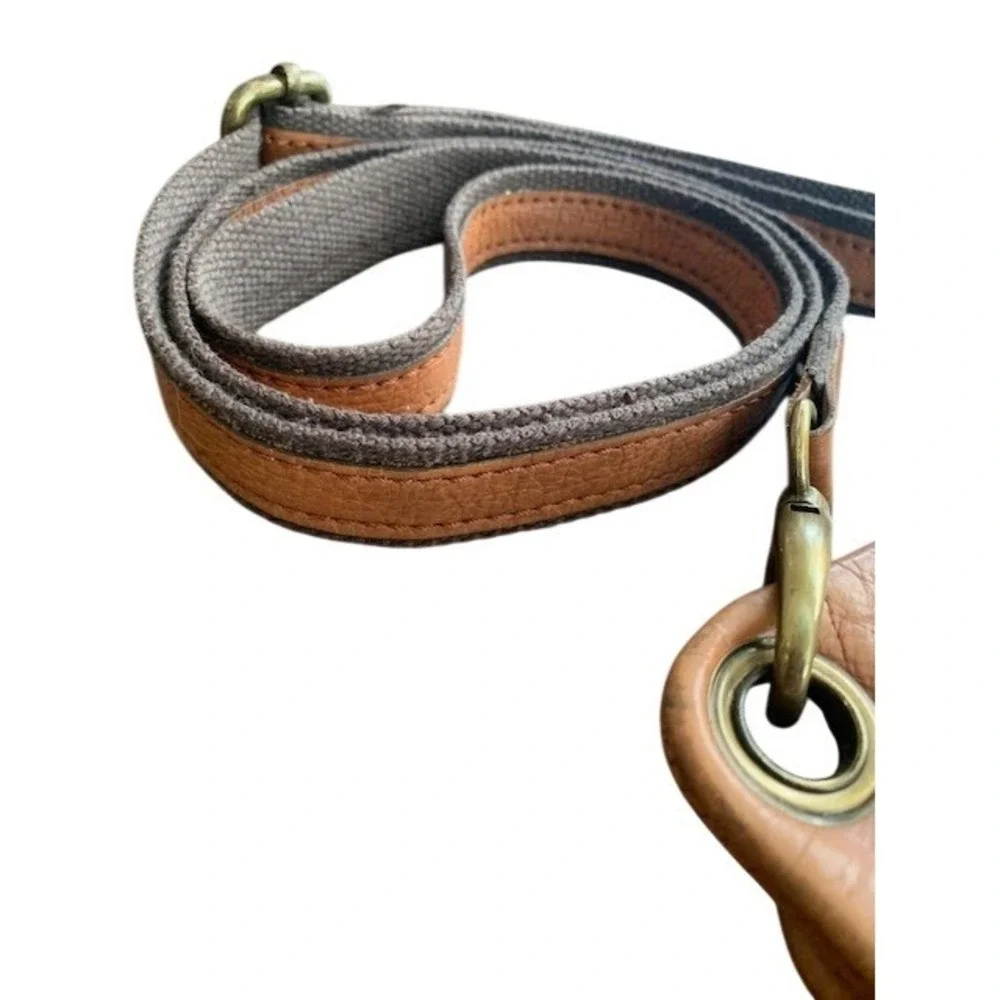 Patricia Nash Tan Leather North South Crossbody Bag Antique Brass Hardware Boho - Picture 5 of 10